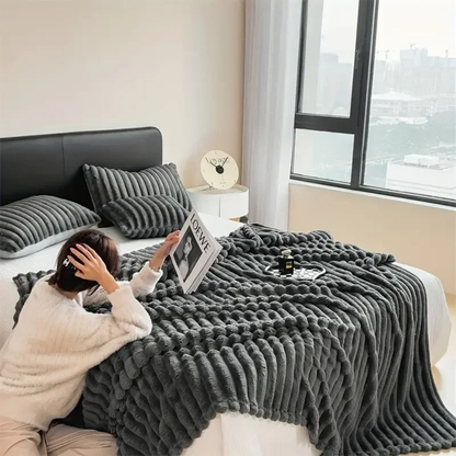 Dark Grey Fluffy Blanket