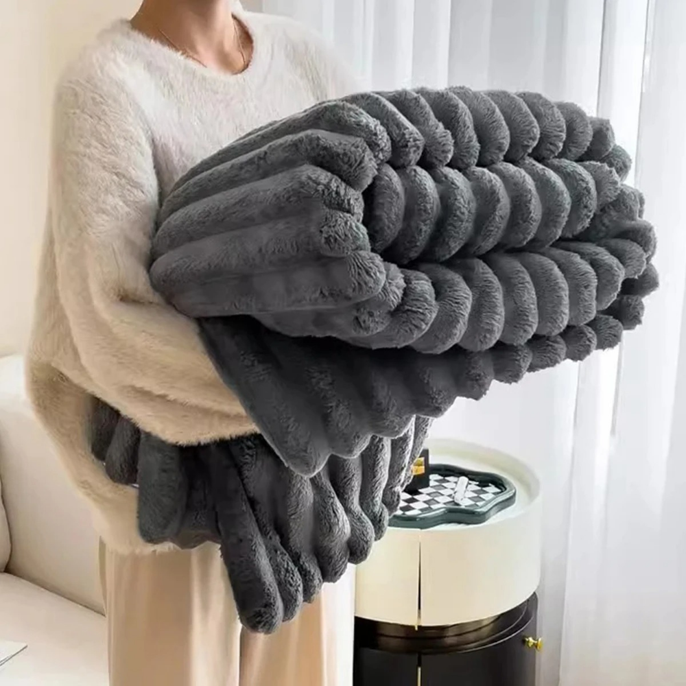 Dark Grey Fluffy Blanket