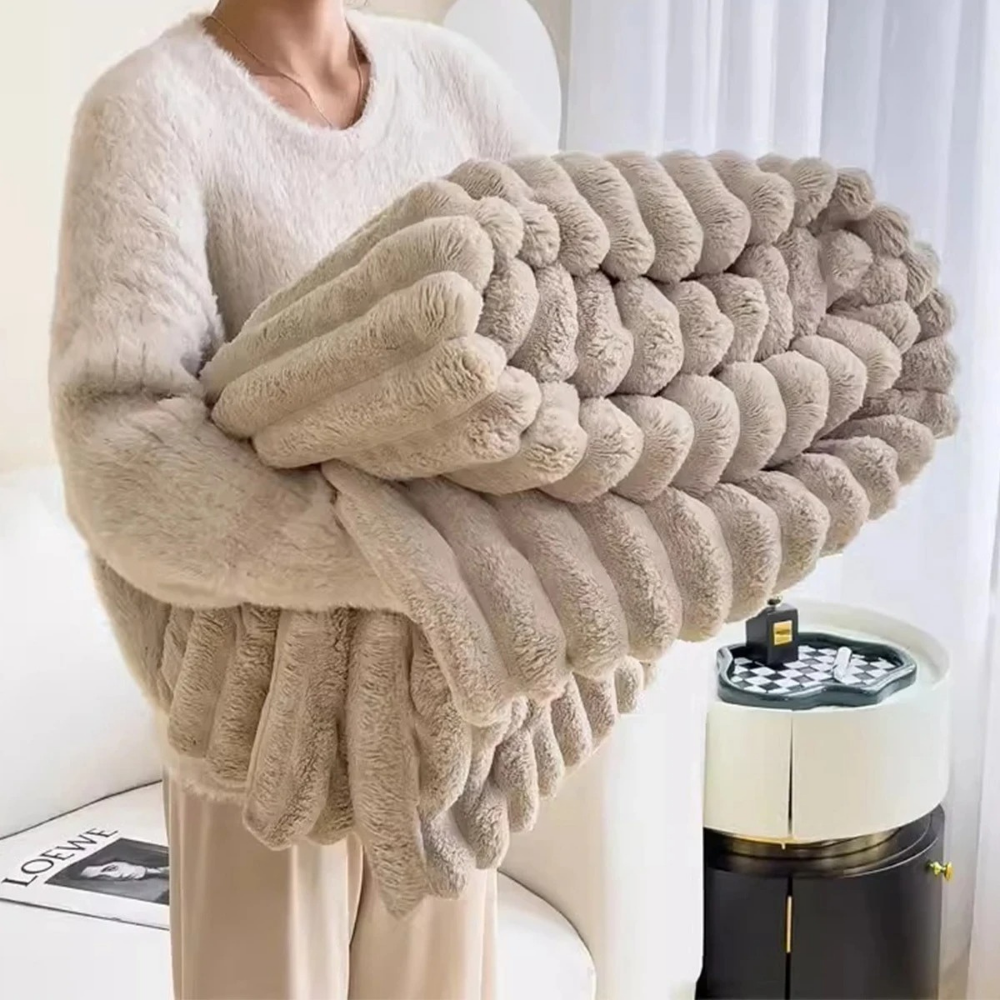 Beige Fluffy Blanket