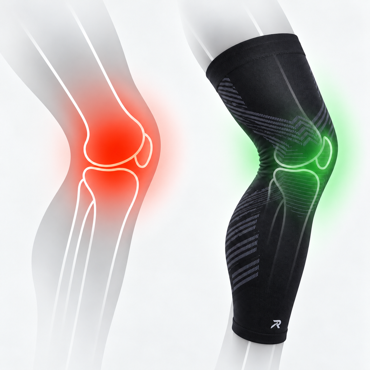 REECOV compression sleeve supporting knee and leg conditions