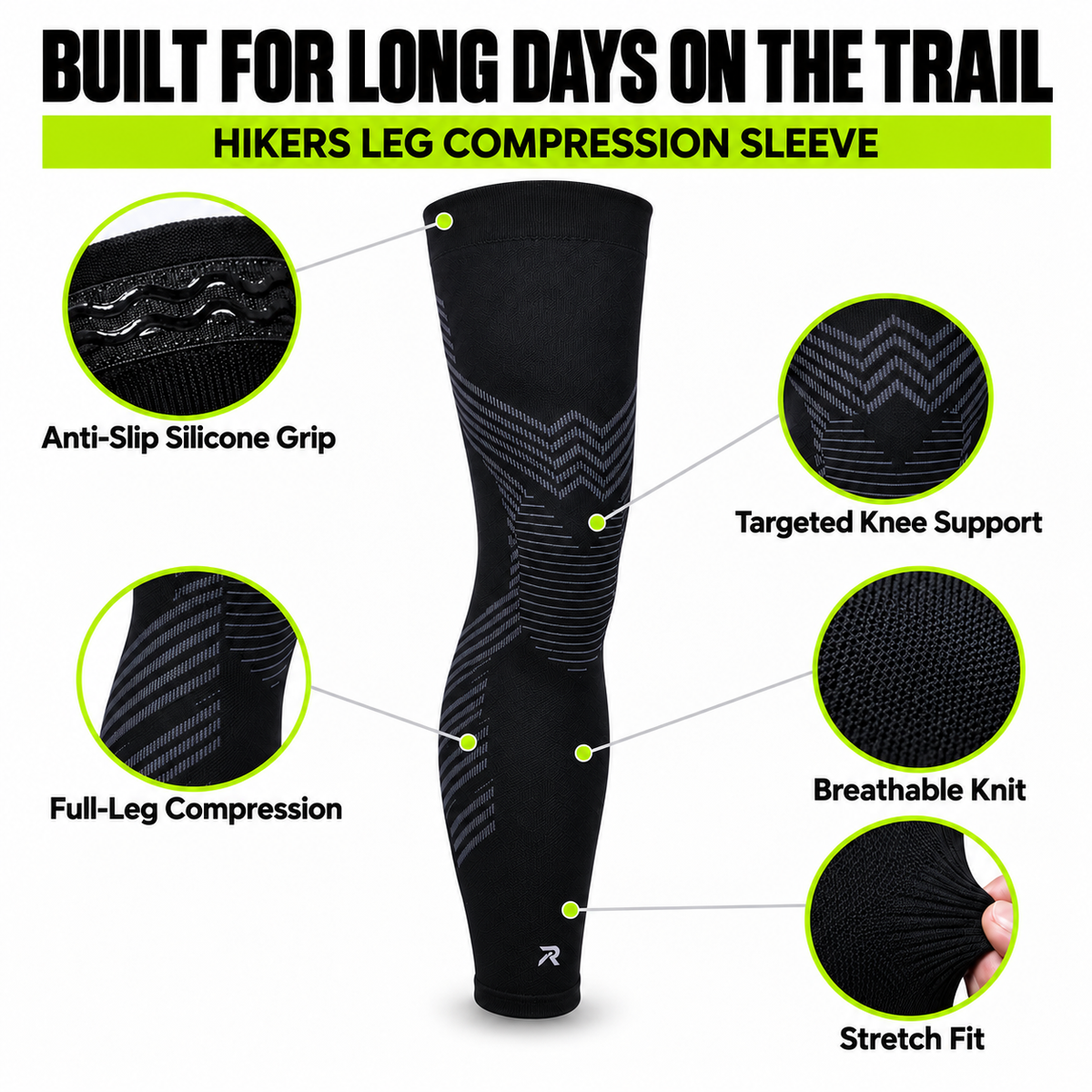 Hikers Leg Compression Sleeves (1 Sleeve)