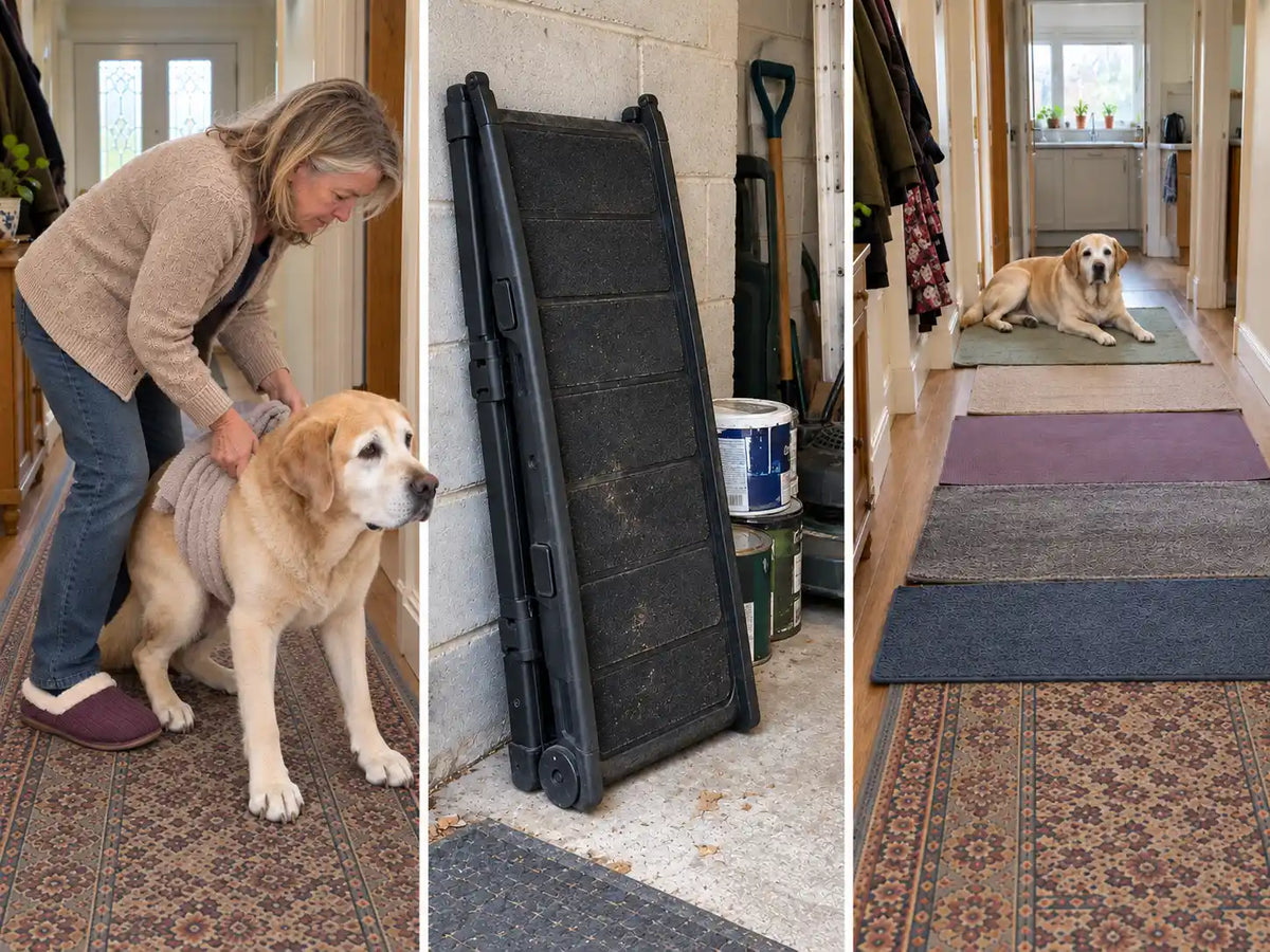 The bath towel. The ramp at $120. And put rugs everywhere.